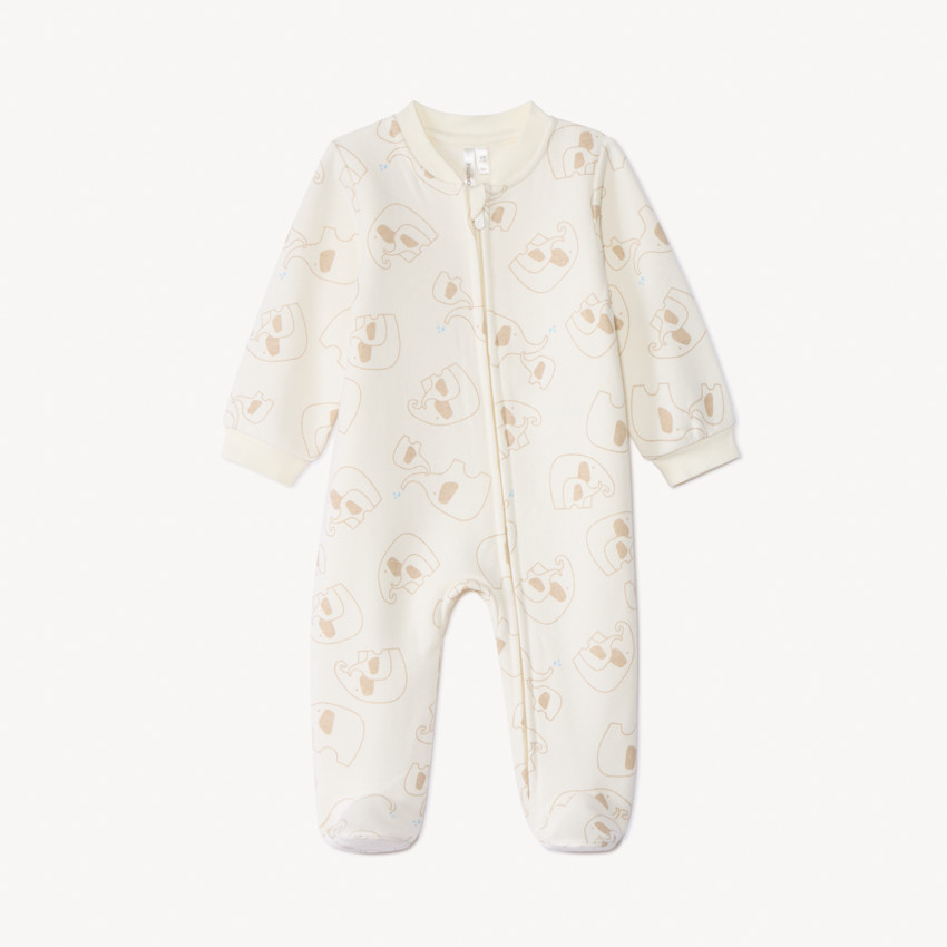 Dors-bien en velours imprimé éléphant pour bébé garçon  