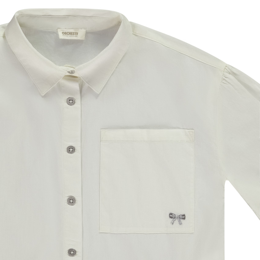 Chemise courte à manches longues bouffantes pour fille 