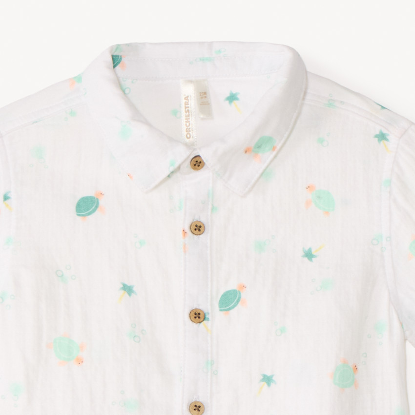 Ensemble 2 pièces chemise + short imprimé tortues pour bébé garçon 