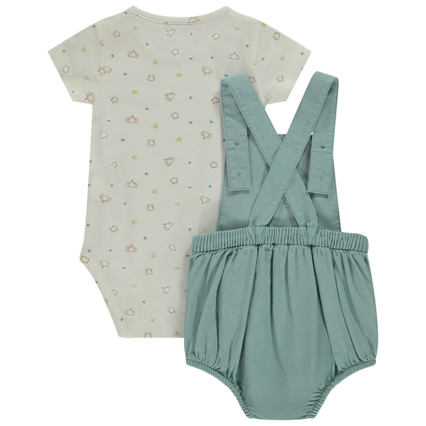 Twee-delige set met geborduurde romper voor babyjongen 