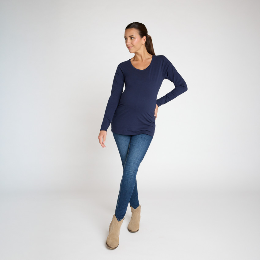 Langarmig zwangerschapsshirt in effen kleur 