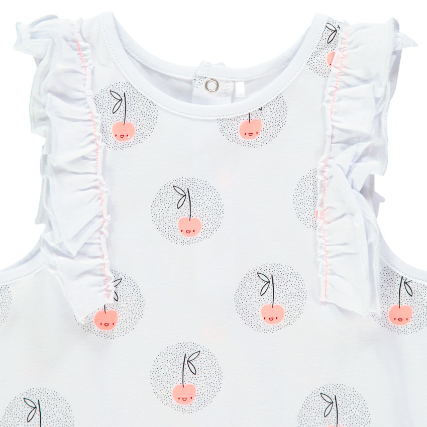 Kort kruippakje met kersen all-over voor babymeisjes 