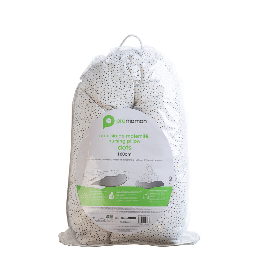 Borstvoedingskussen met microkorrels 160 cm print Dots 