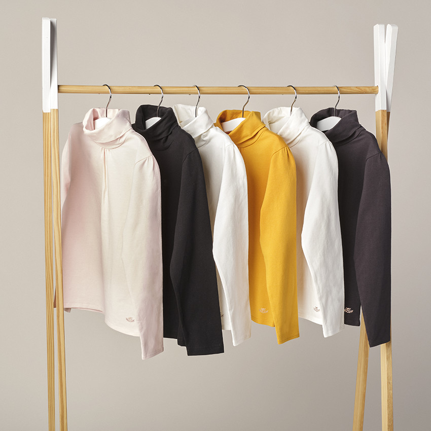 Lot de 2 sous-pulls unis à col roulé pour enfant fille 