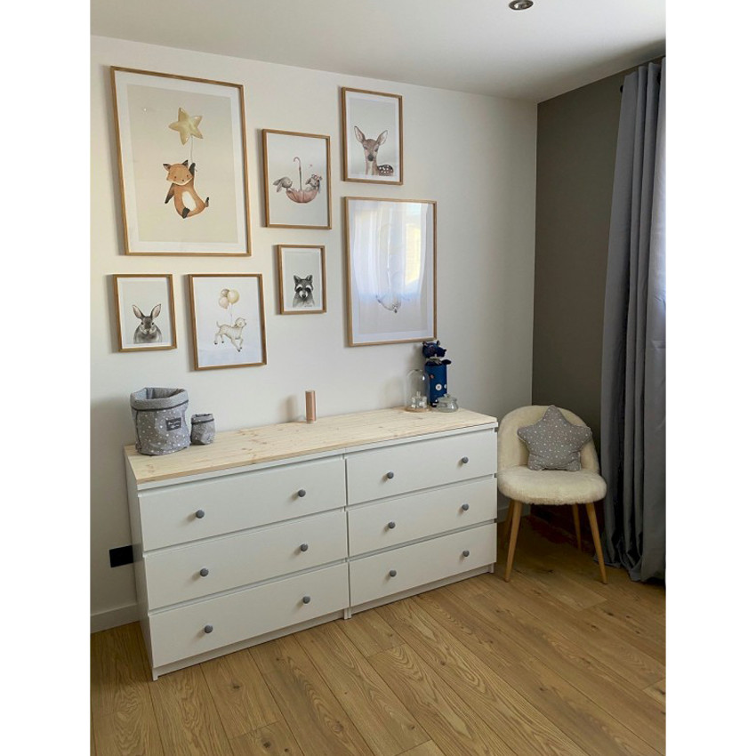 Lot de 2 paniers de rangement imprimé étoiles - Gris/Blanc 