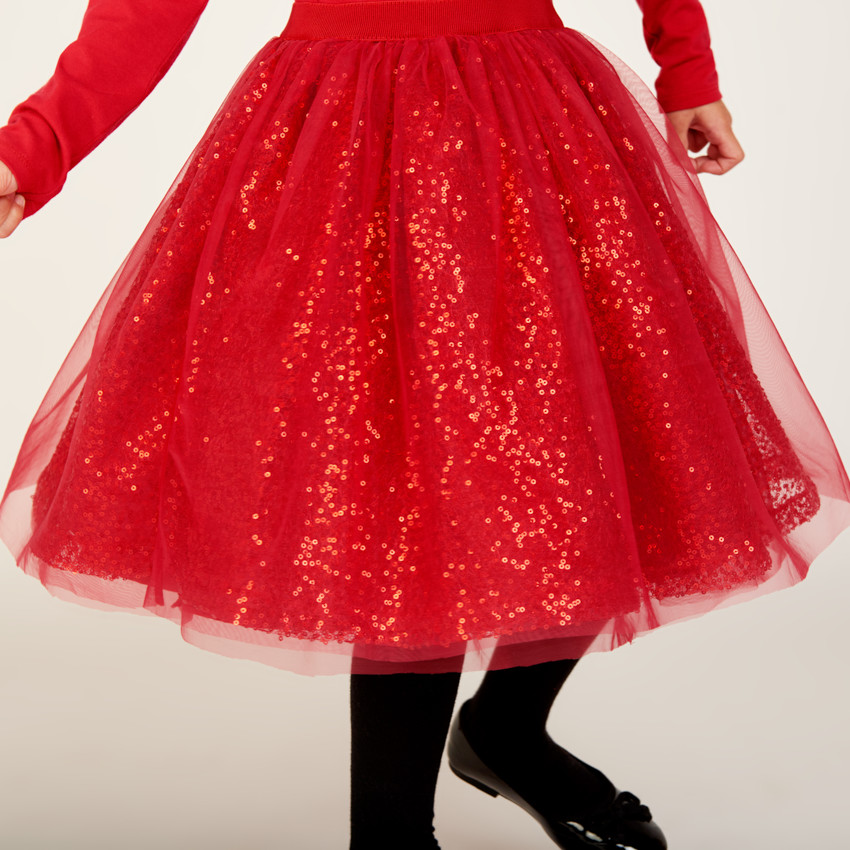 Feestjurk met lange mouwen en 2-in-1 effect met pailletten voor meisjes 