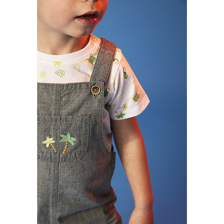 Korte salopette met palmborduren voor babyjongen 