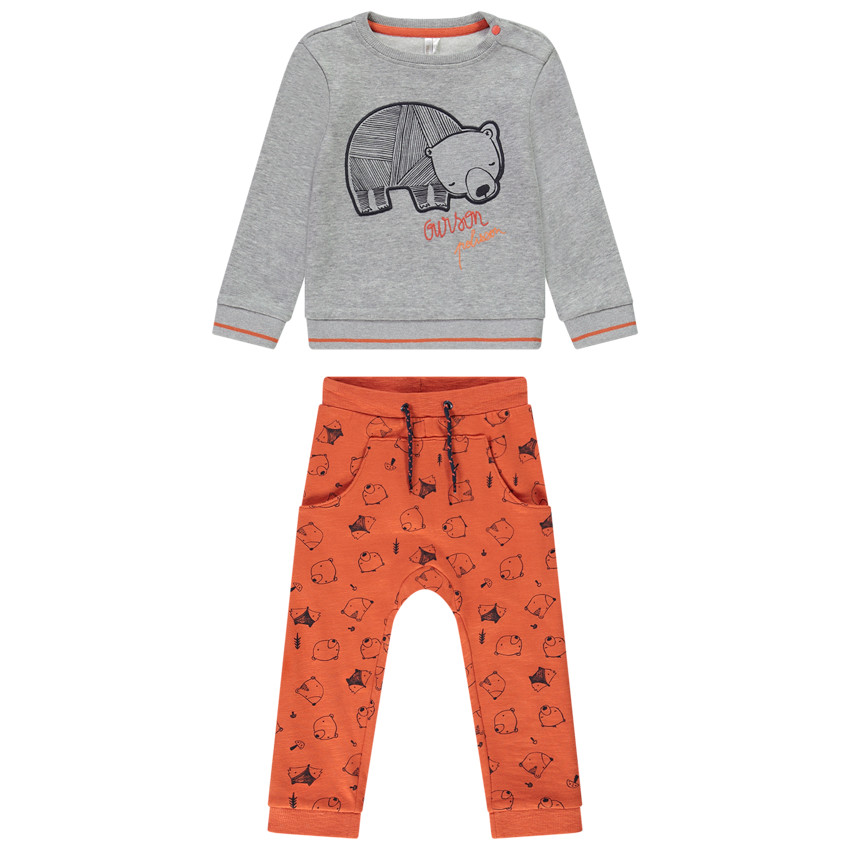 Set in fleece sweatshirt + sport bedrukt met beren voor baby jongen 