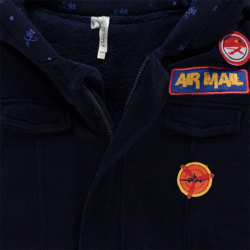 Combi-pilote en velours avec badges patchés 