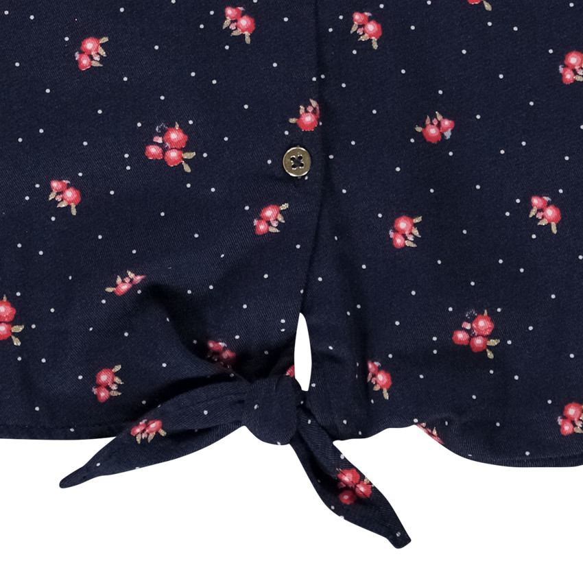 Chemise manches longues imprimé fleuri pour fille 