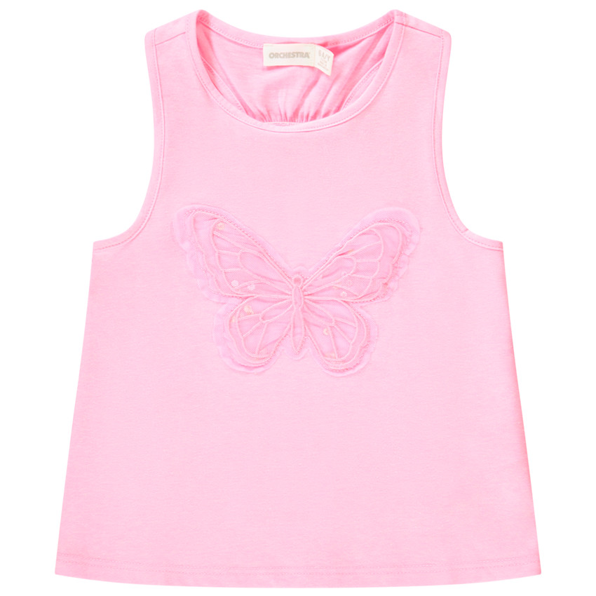 Débardeur patch papillon en tulle et sequins pour fille 