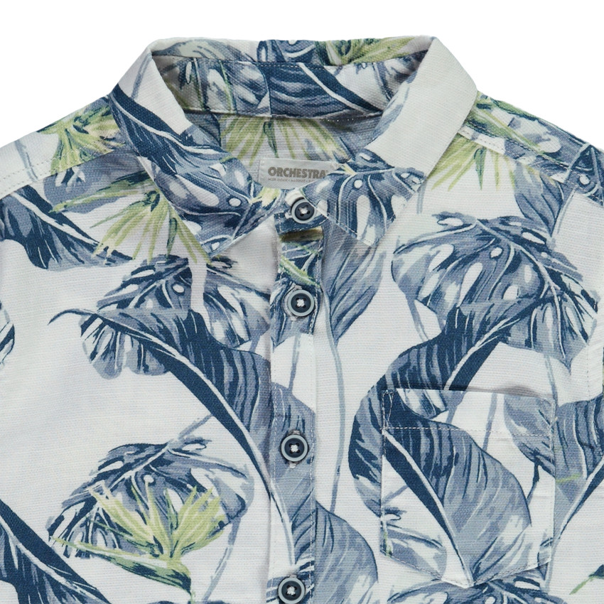 Korte mouwen katoenen overhemd met plantenprint voor jongens 