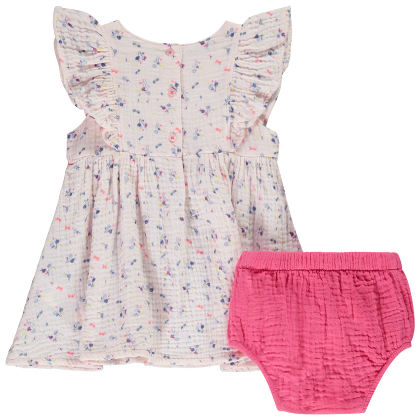 Jurk + bloomer van katoenen gaas voor meisjes 