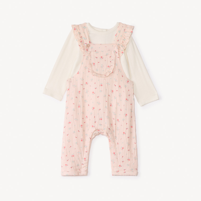 Ensemble 2 pièces avec salopette imprimée pour bébé fille 