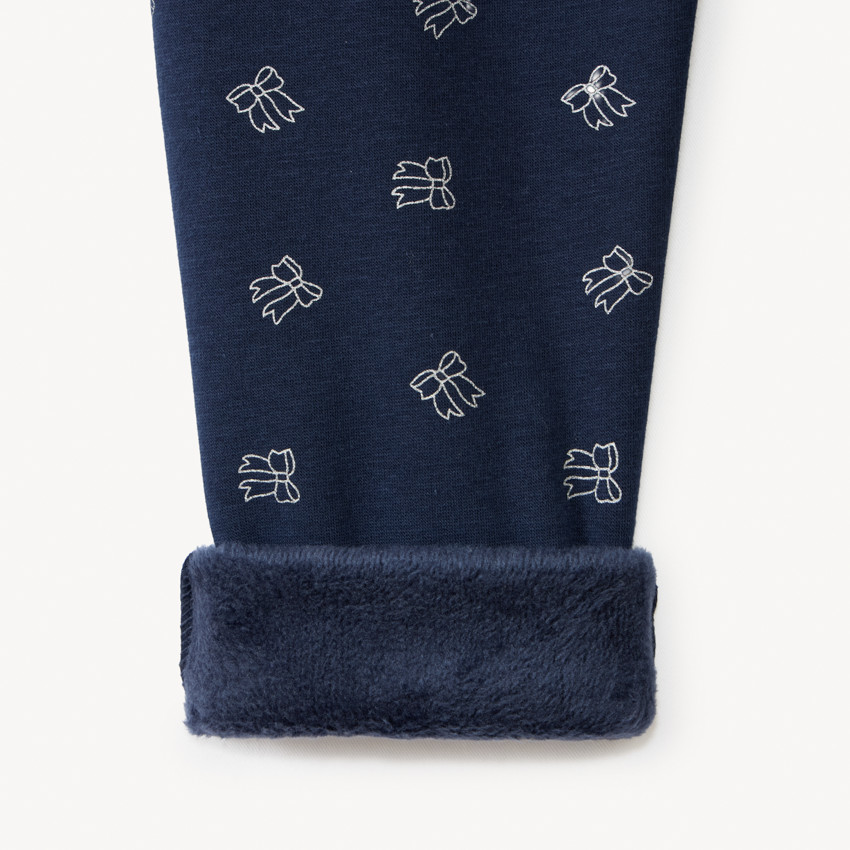 Jogging molleton imprimé nœuds et doublé pour fille 