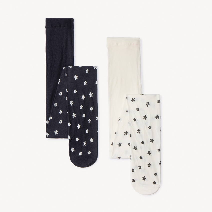 Lot de 2 paires de collants fins fleuris pour fille 