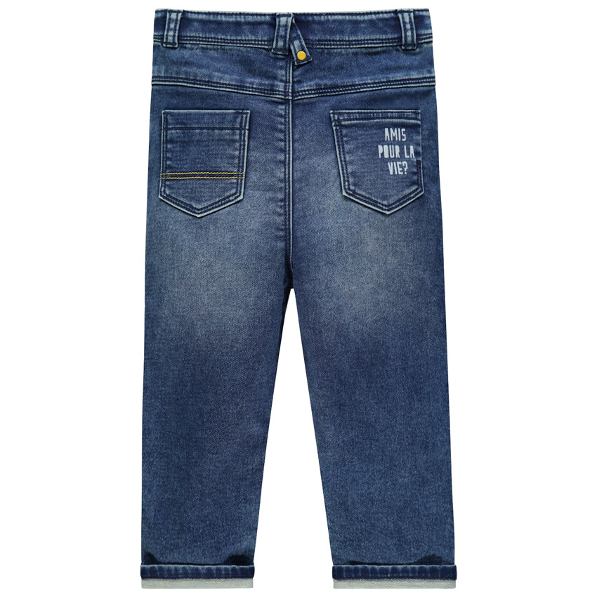 Jean en denim effet used avec poche printée pour bébé garçon 