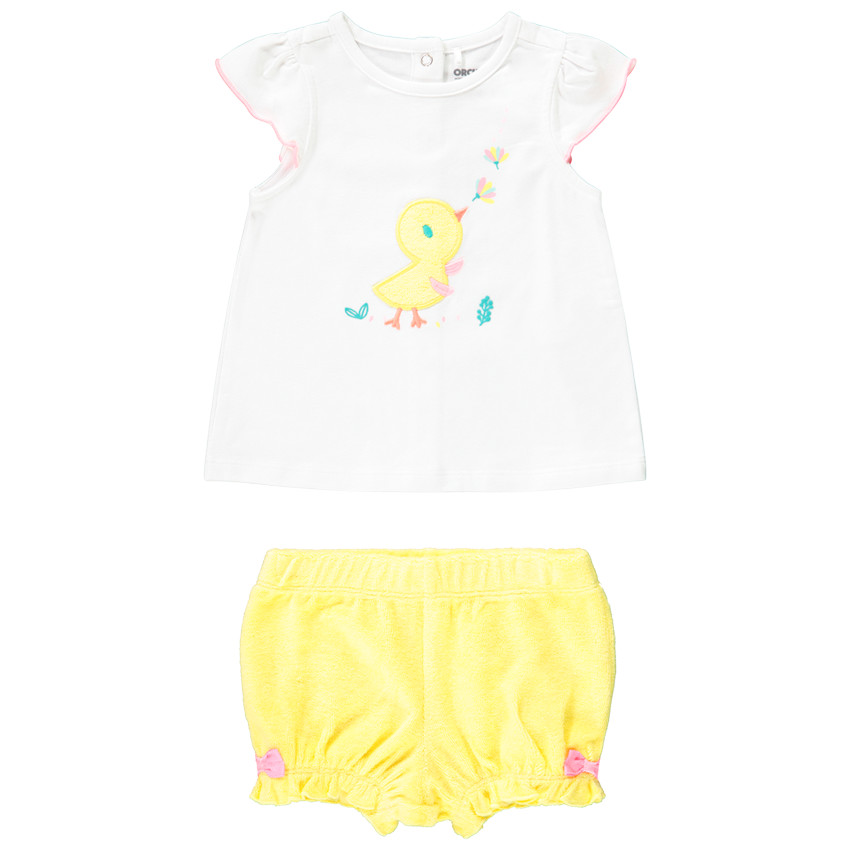 Ensemble t-shirt + short en éponge pour bébé fille 