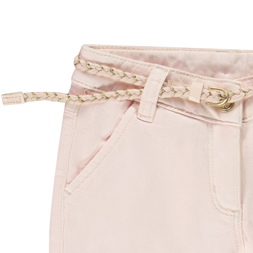 Pantalon large en denim avec ceinture effet tressé pour fille 