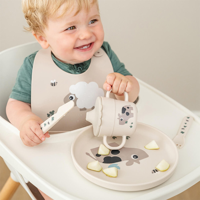 Assiette antidérapante foodie Tiny Farm sable 