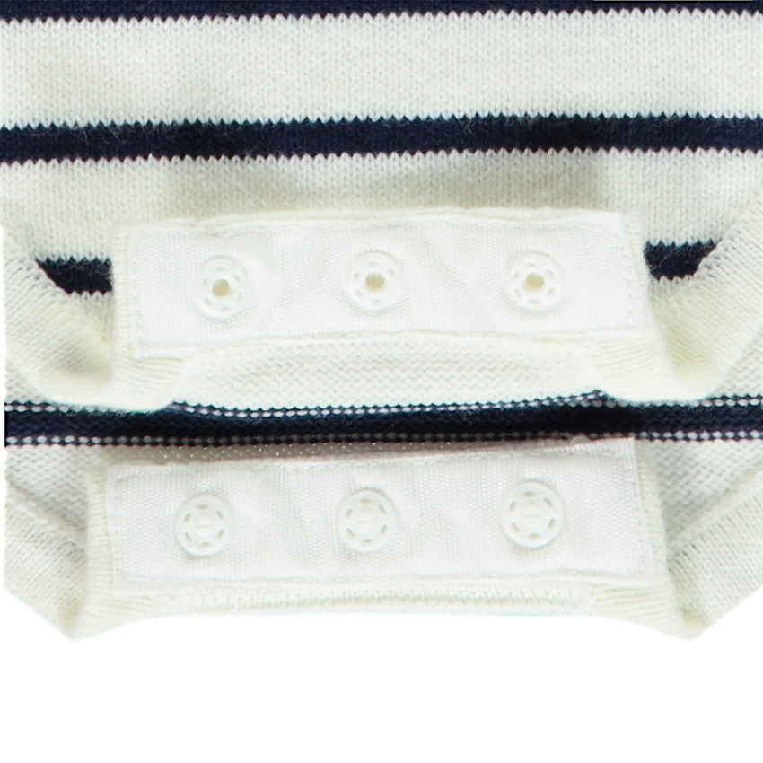 Romper in gebreide strepen en ruches mouwen voor baby meisje 