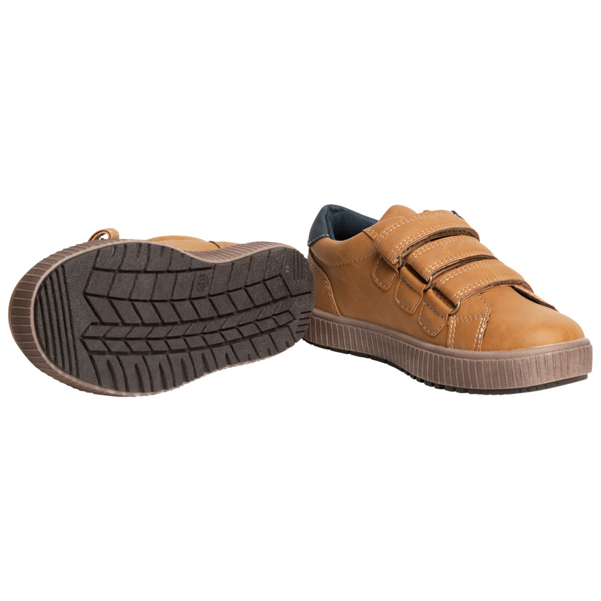 Baskets basses camel à 3 scratchs pour enfant garçon 