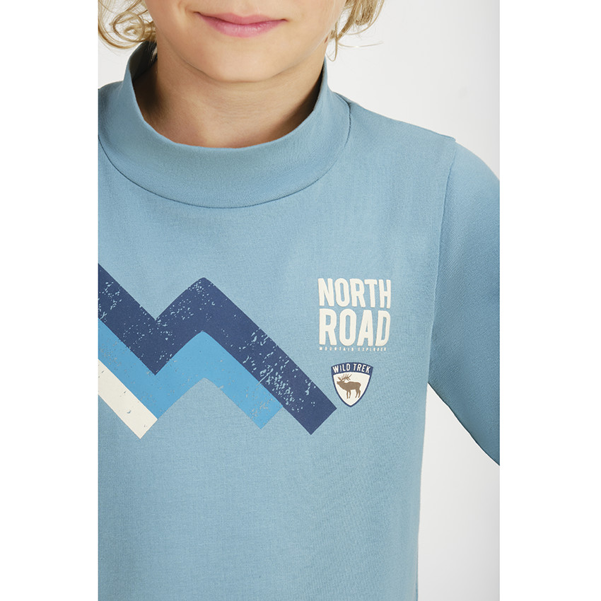 Sous-pull col cheminée en jersey print montagne pour garçon 