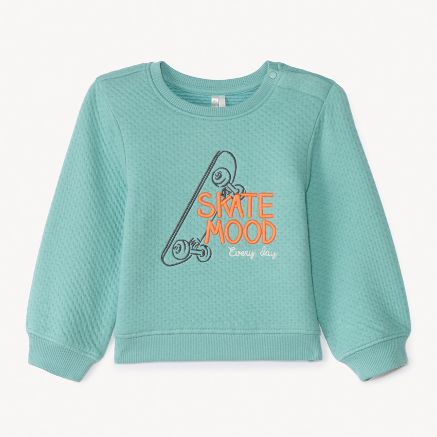 Sweatshirt van gewatteerde fleece met skatemotief voor babyjongen 