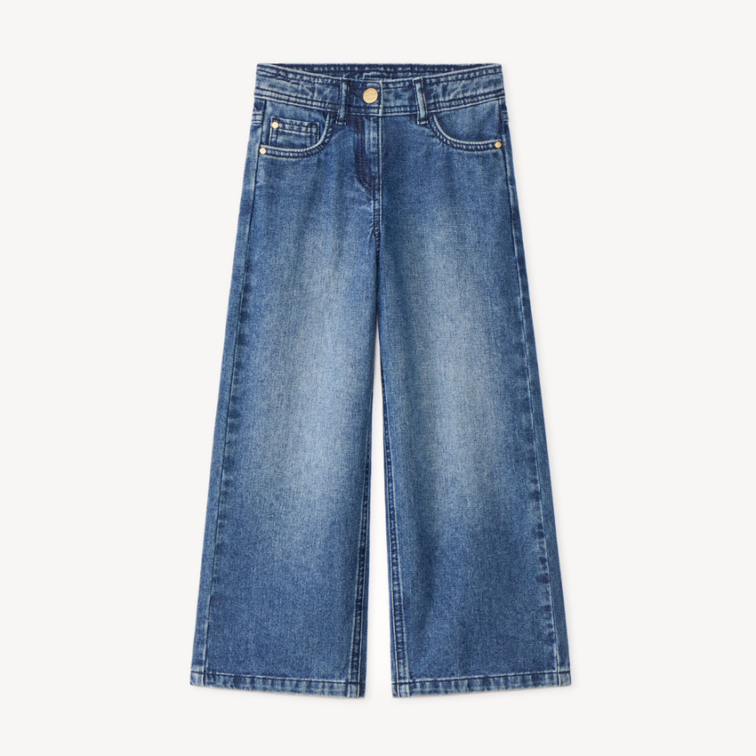 Wijde jeans in blauw stone meisjes 