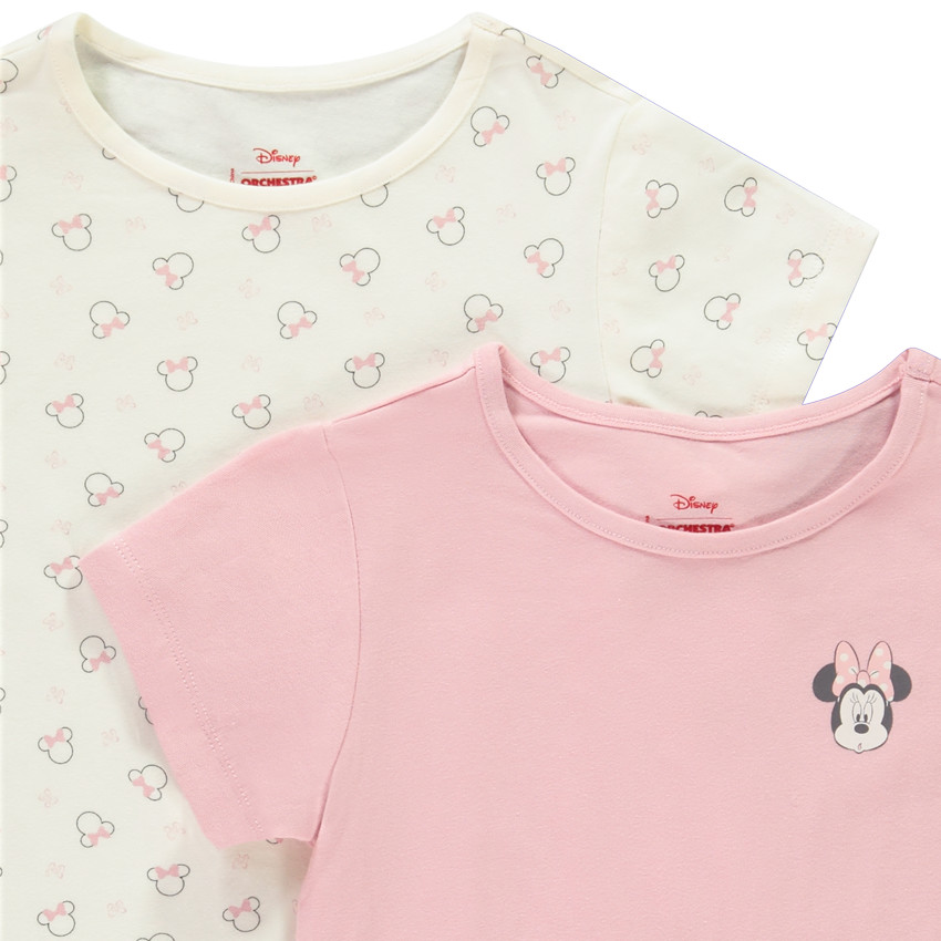 Set van 2 onderhemdjes korte mouwen Minnie Disney voor meisjes 