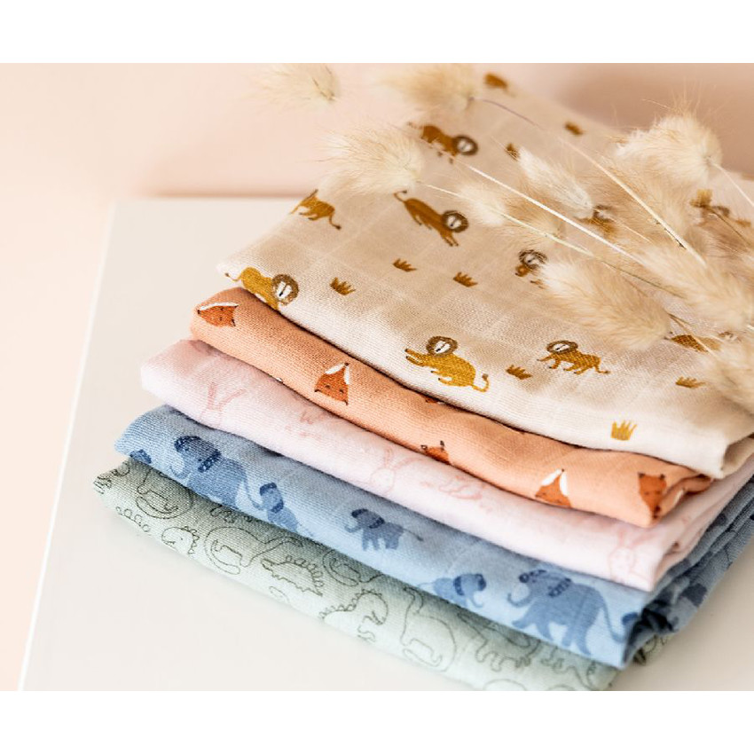 Lange tétra mousseline 110x110cm Lively Lion 1pc 