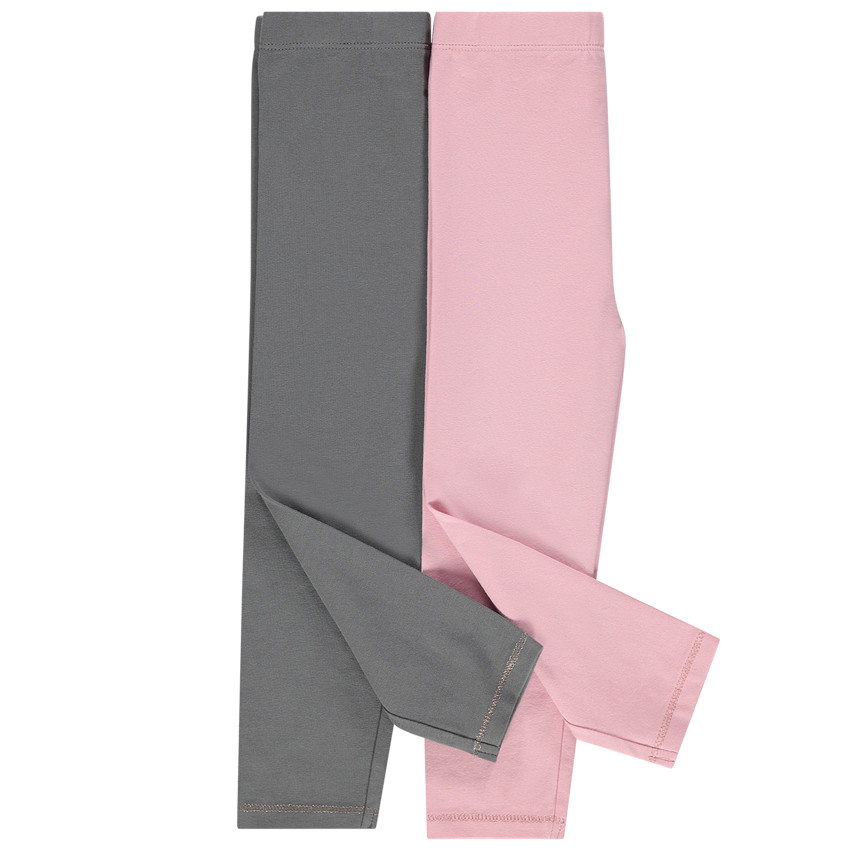Lot de 2 leggings unis en coton pour bébé fille 