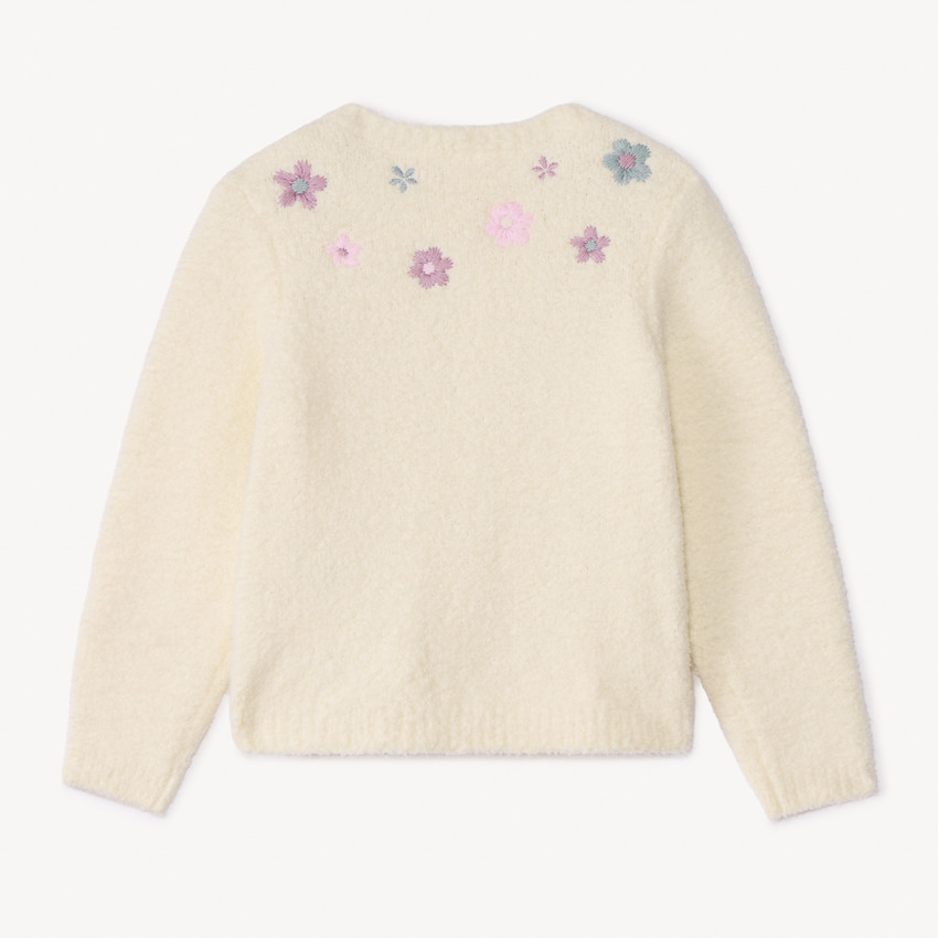 Gebreid vest met geborduurde bloemen voor meisjes 