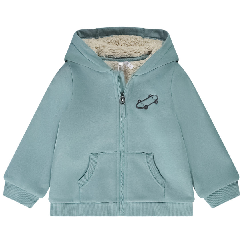 Gilet met kap borduurwerk skate voor baby jongen 