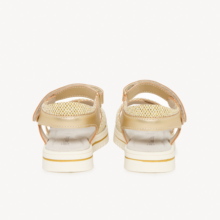 Gouden sandalen met kruisbanden en slangenprint voor meisjes 