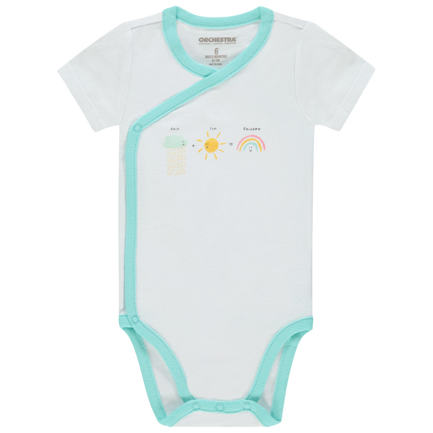 Set van 7 body’s in biokatoen met korte mouwen en gekleurde prints 