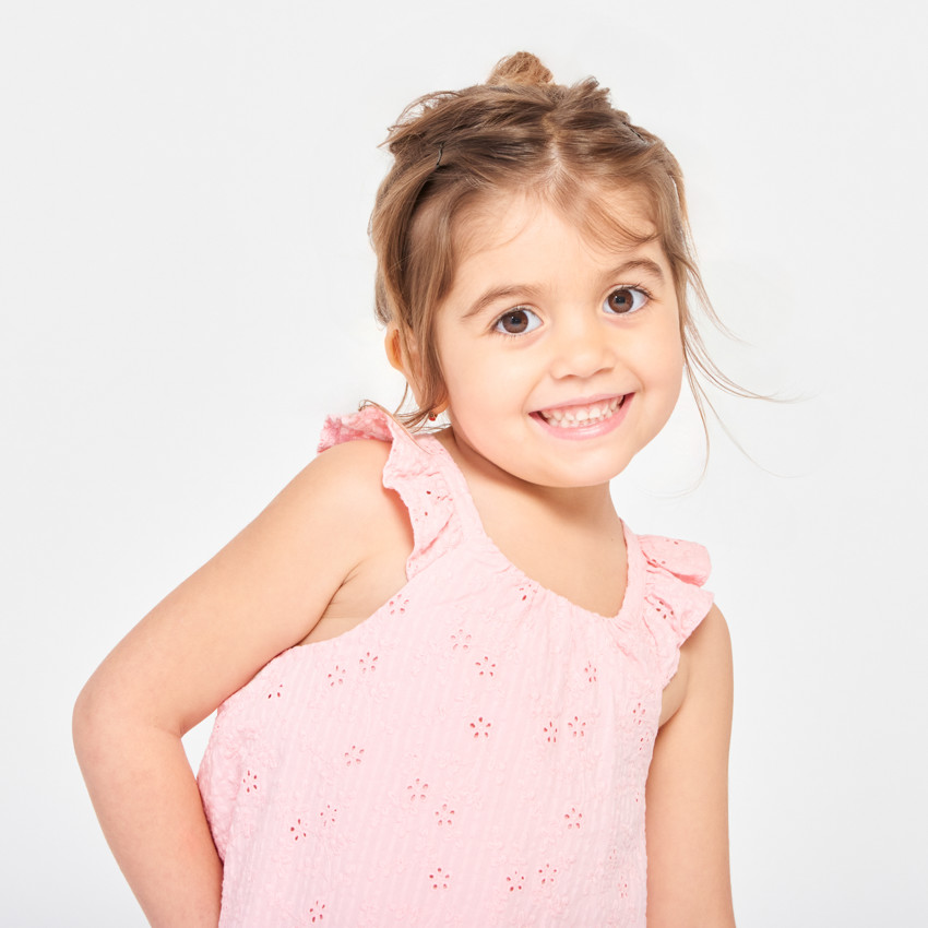 Jurk met kruisrug en Engels borduursel voor meisjes 