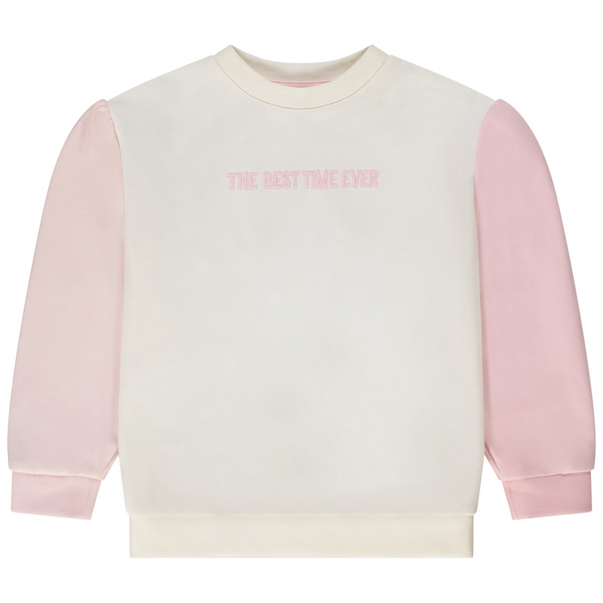 Sweatshirt colour block effect met borduren voor meisjes 
