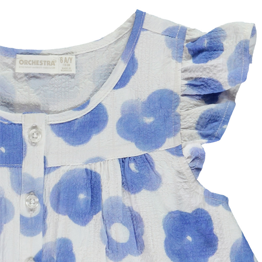 Tunique manches courtes imprimé fleurs aquarelle pour fille 