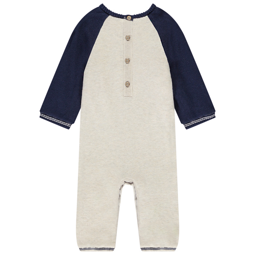 Combinaison longue en tricot jacquard bonhommes de neige pour bébé garçon 