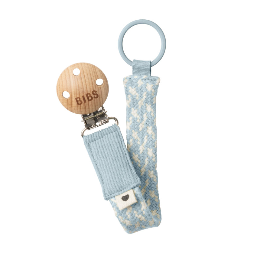 DUMMY HOLDER PACIFIER CLIP BLUE/IVORY 