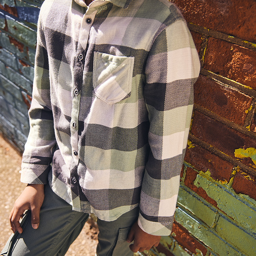 Lange mouwen geruite shirt met zak voor jongens 