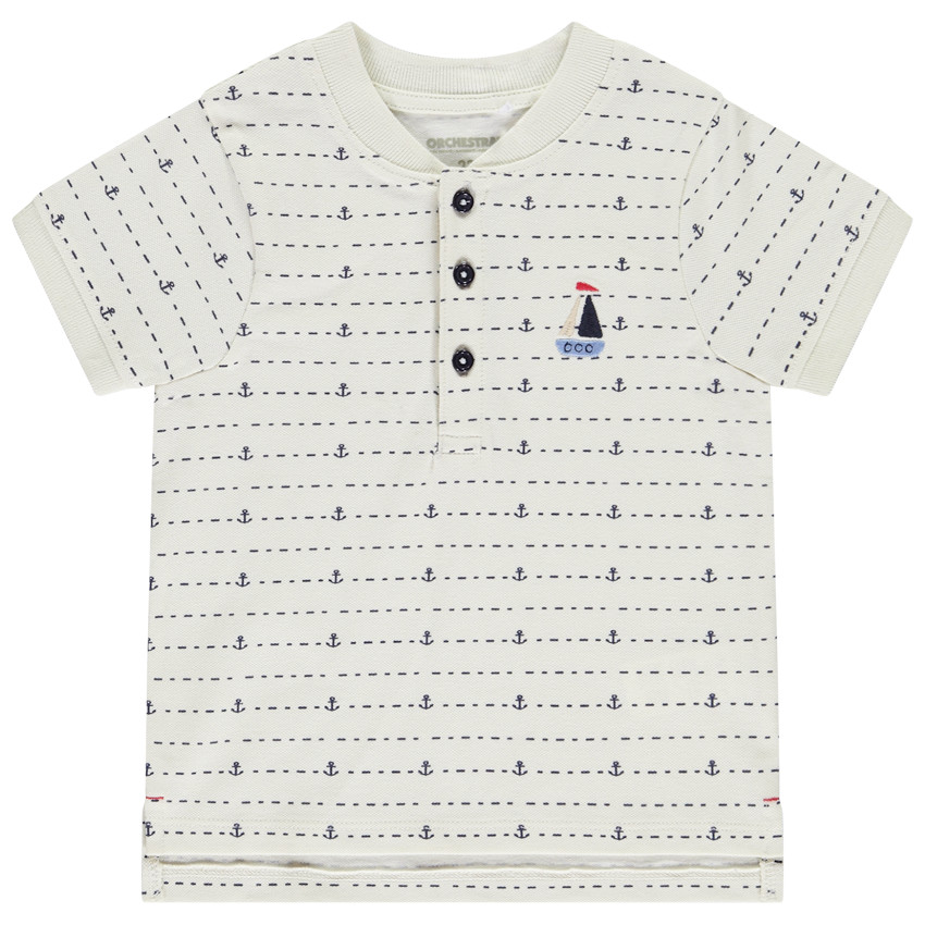 Poloshirt met korte mouwen en ankerprint voor jongen 