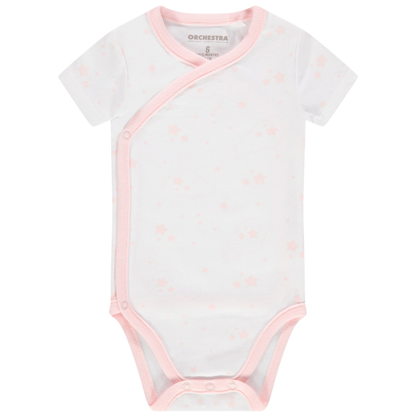 Body met korte mouwen van katoen met sterren voor meisjes 