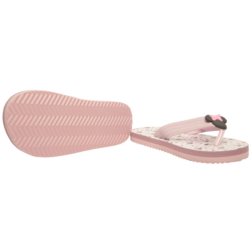 Tongs à bride souple imprimé et badge Minnie Disney pour fille avec lanière selon l'âge 