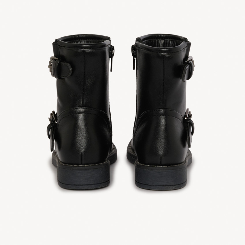 Bottines zippées à boucles en simili cuir pour fille 