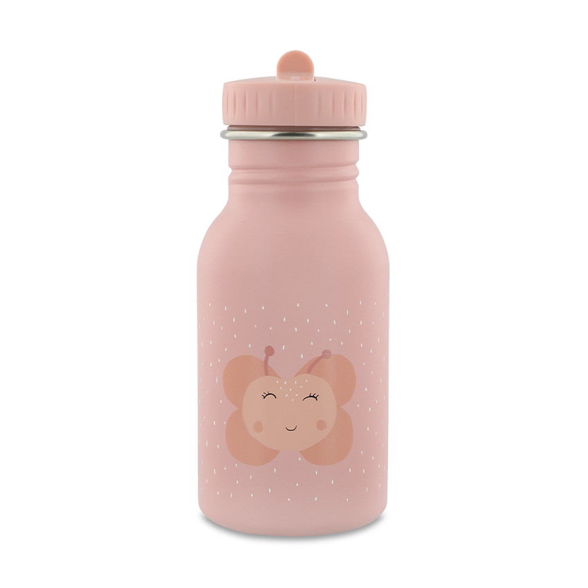 Drinkfles Mrs. Butterfly 350 ml van Trixie, duurzame roestvrijstalen fles met ergonomische dop en draagriem 