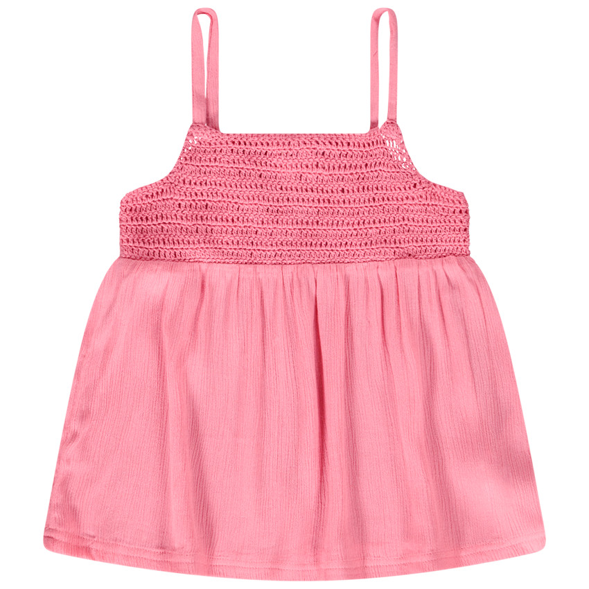 Top uni à bretelles avec buste en crochet pour fille 