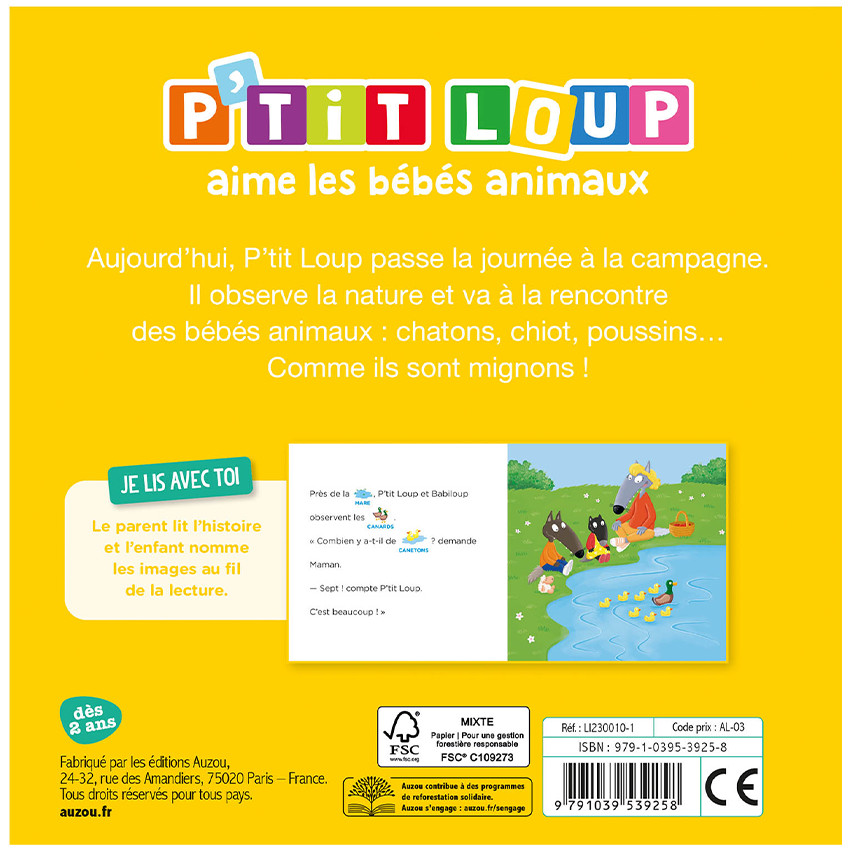 Livre "P'tit loup aime les bébés animaux 3ans+ 