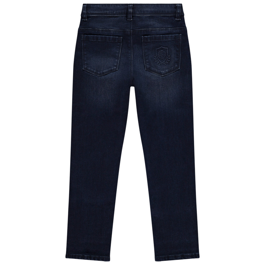 Rechtdoor jeans in denim met reliëfpatroon op de zak voor jongens 